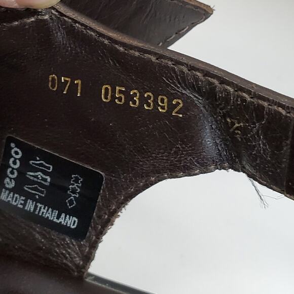 ECCO Ankle Strappy Sandal Summer Slim Brown Leather Size 6.5 - Picture 5 of 6